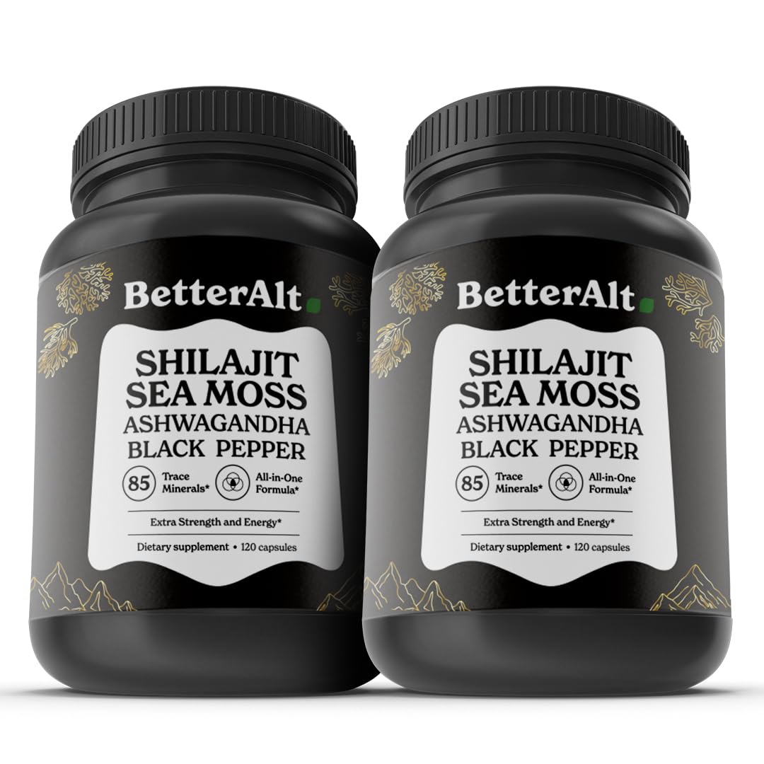 Better Alt Shilajit Sea Moss capsules bottle front highlighting daily vitality