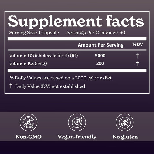 Better Alt Vitamin D3 K2 capsules closeup highlights the dosage for bone and heart health.