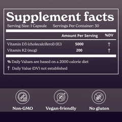 Better Alt Vitamin D3 K2 capsules closeup highlights the dosage for bone and heart health.