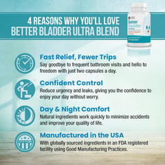 Better Bladder Ultra bottle-back shows dosage details for easy daily use.