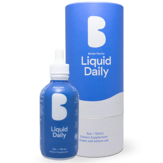Better Family liquid daily multivitamin bottle for all-ages daily nutrition.