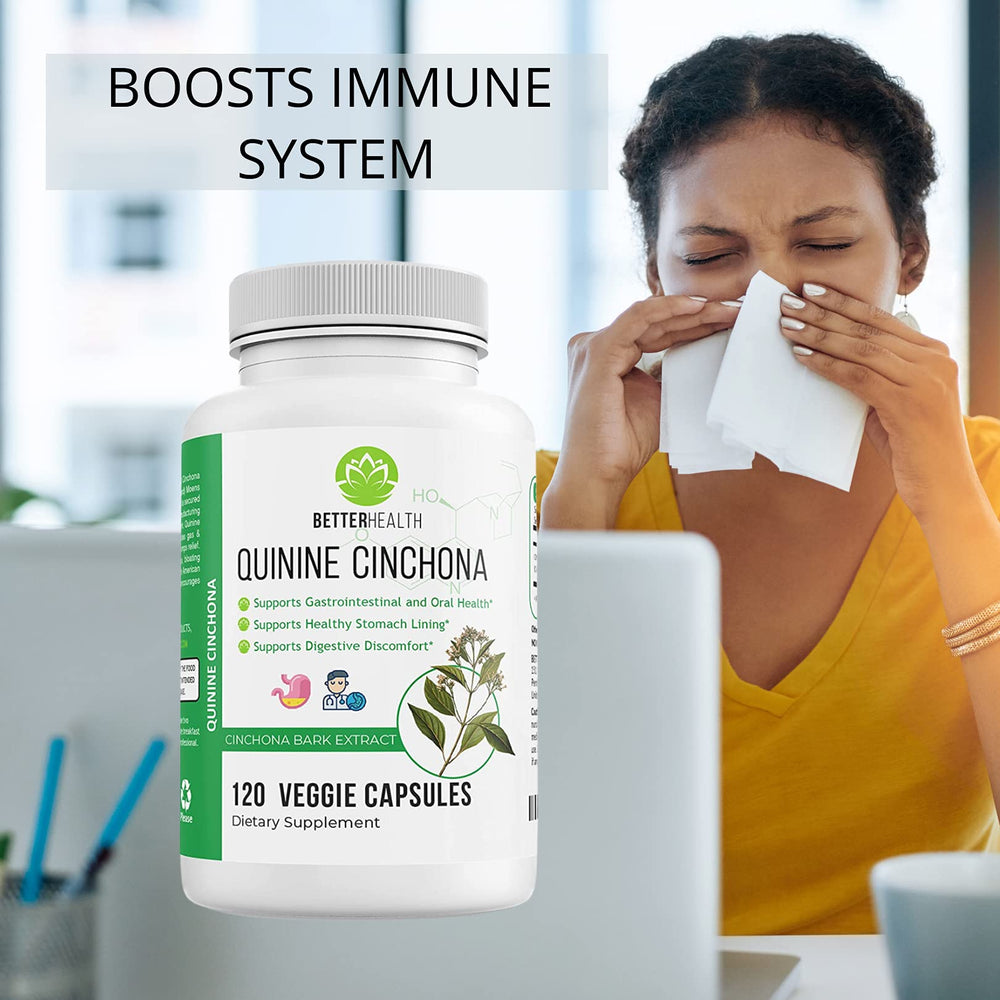 Better Health Quinine bottle on a kitchen counter for daily use.