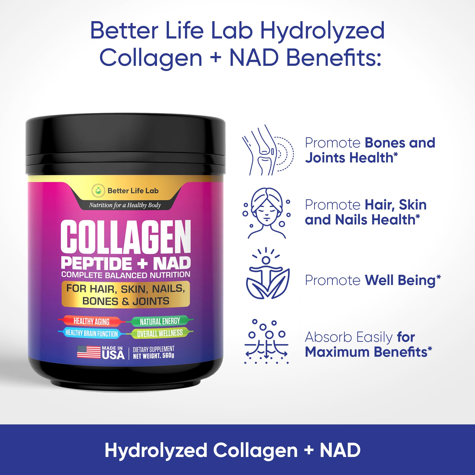 BETTER LIFE LAB collagen powder scoop measures a daily serving.