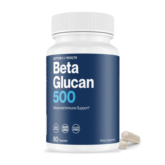 Better Way Health Beta Glucan 500 bottle front showing pure immune support