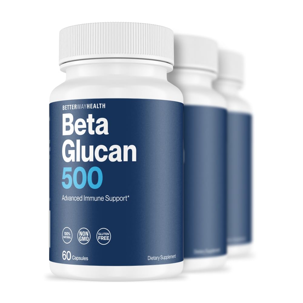 Better Way Health Beta Glucan 500 bottle front highlights purified immune support potential.