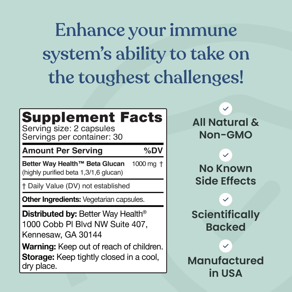 Better Way Health Beta Glucan 500 packaging inside indicating quality focus