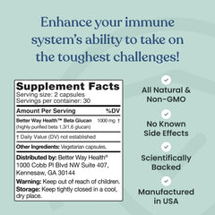 Better Way Health Beta Glucan 500 packaging inside indicating quality focus