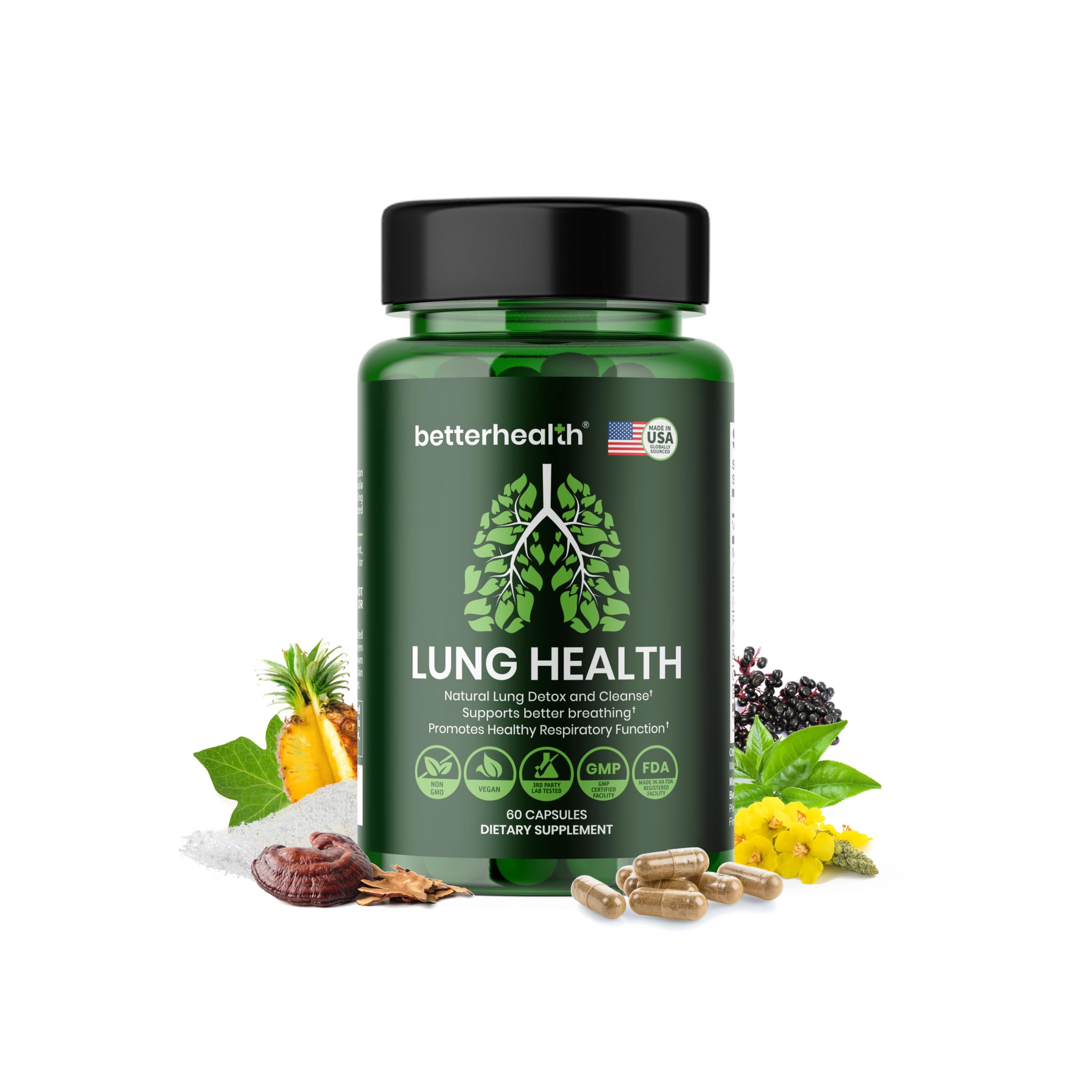 BetterHealth Lung Health Daily bottle supports easier breathing and daily respiratory wellness