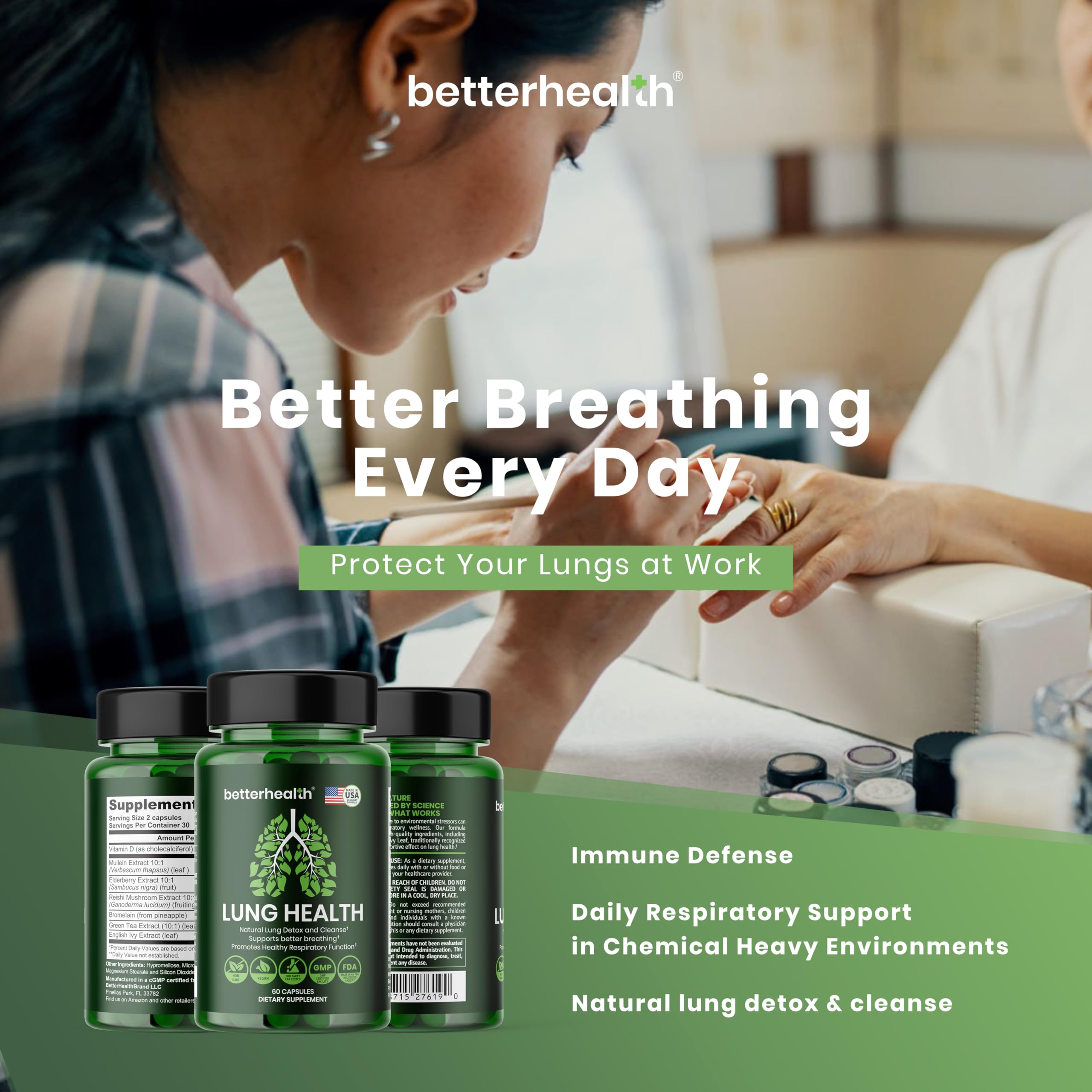 BetterHealth mullein leaf closeup highlights natural lung support ingredient