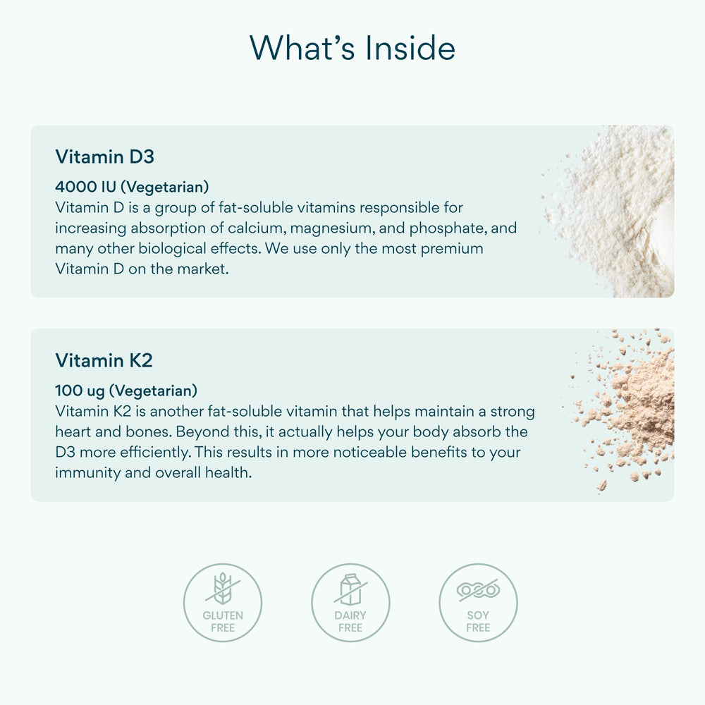 Bettervits D3 K2 vegetarian formula communicates clean, non-GMO, gluten-free everyday support