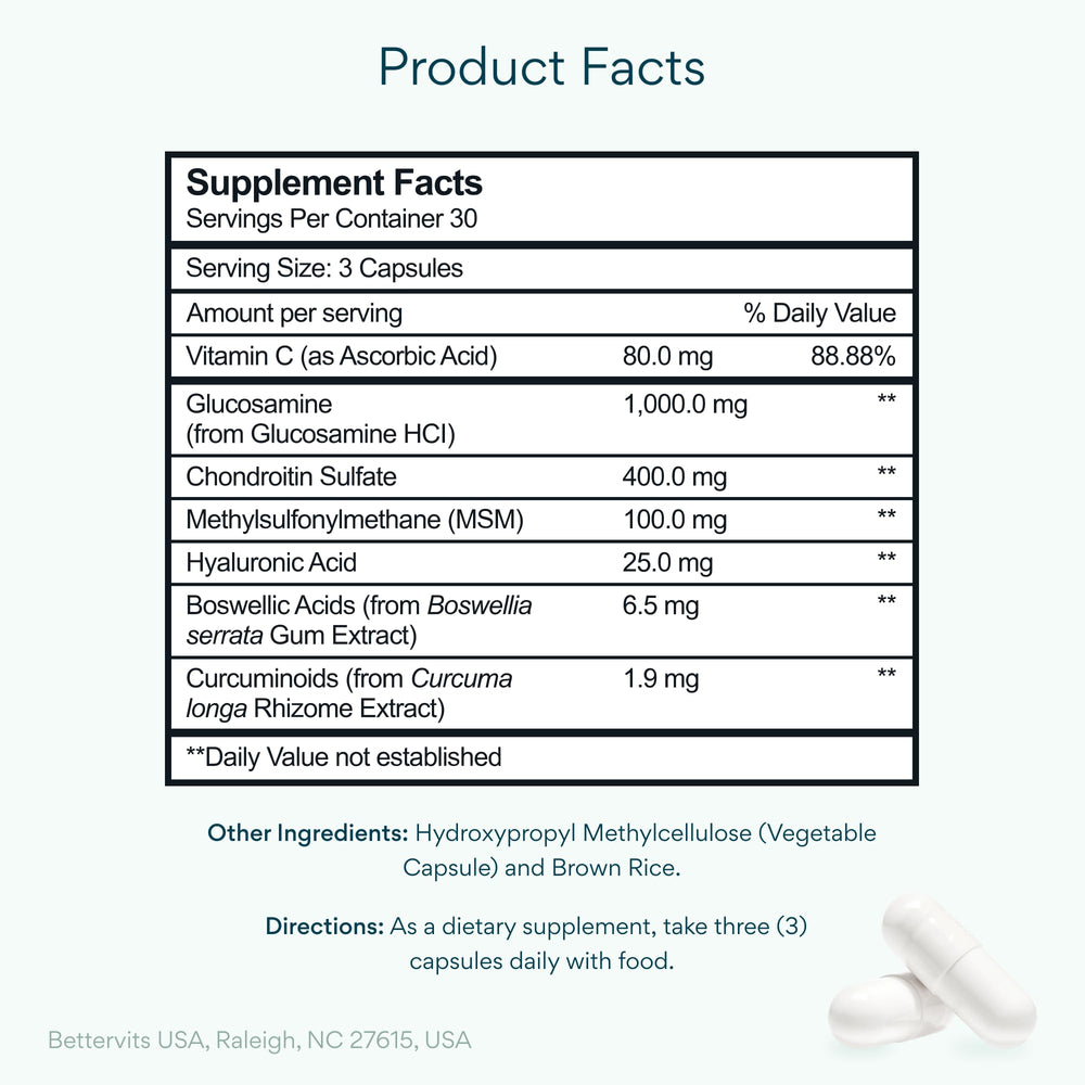 Bettervits glucosamine complex capsules for daily mobility