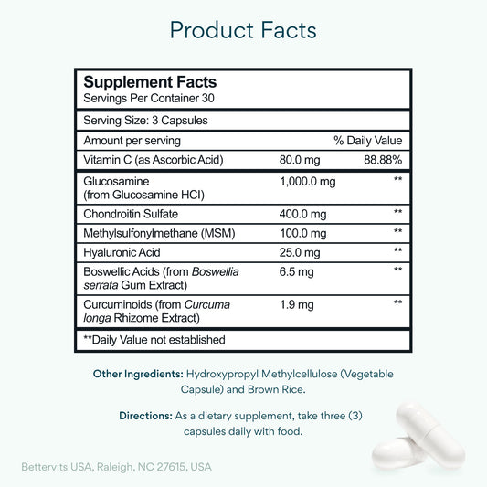 Bettervits glucosamine complex capsules for daily mobility