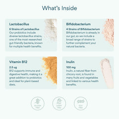 Bettervits Probiotics with inulin prebiotic fiber supporting probiotic activity.