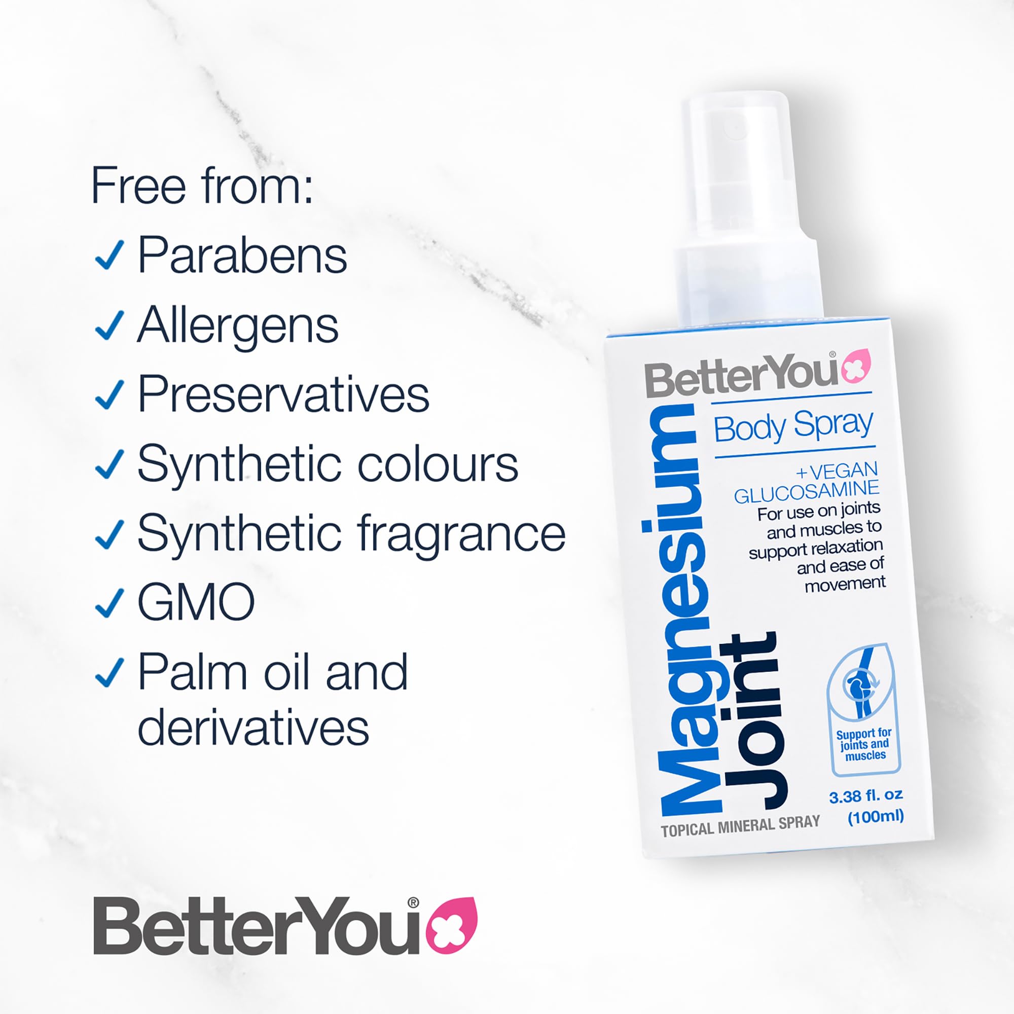 BetterYou Magnesium Muscle Body Spray with lemon aroma for refreshing application