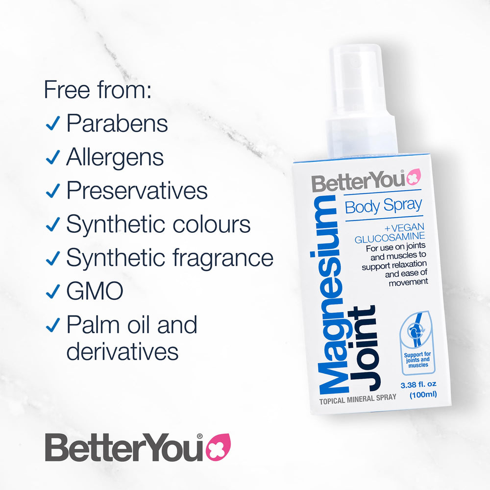 BetterYou Magnesium Muscle Body Spray with lemon aroma for refreshing application