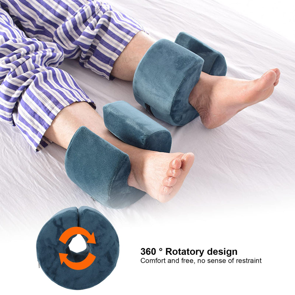 Betued sleeping leg support image conveys relaxed recovery positioning