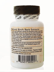 Betula Botanicals Birch Bark Extract bottle on wood highlighting sustainable sourcing.