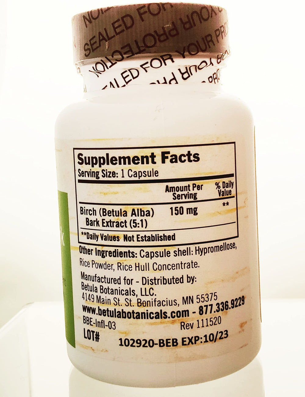 Betula Botanicals Birch Bark Extract ingredients with Betulin and Lupeol for overall wellness.
