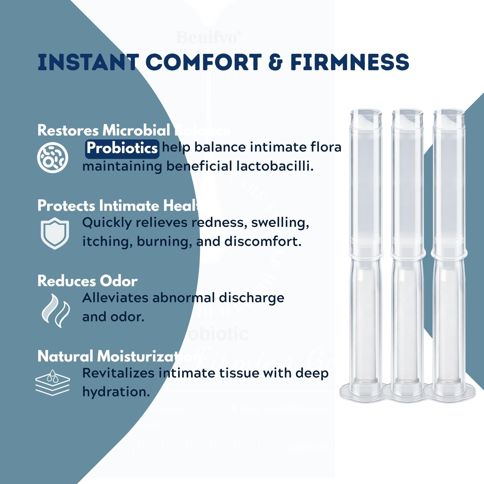 Beuifvo Probiotic Intimate Gel freshness boost promotes lasting confidence.