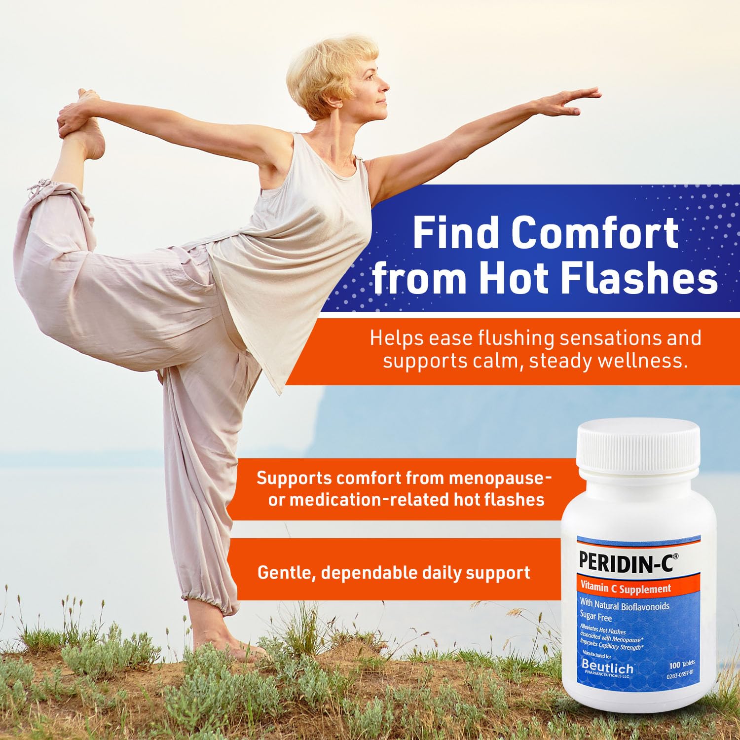 BEUTLICH PERIDIN-C bottle side view highlighting gluten-free formulation.
