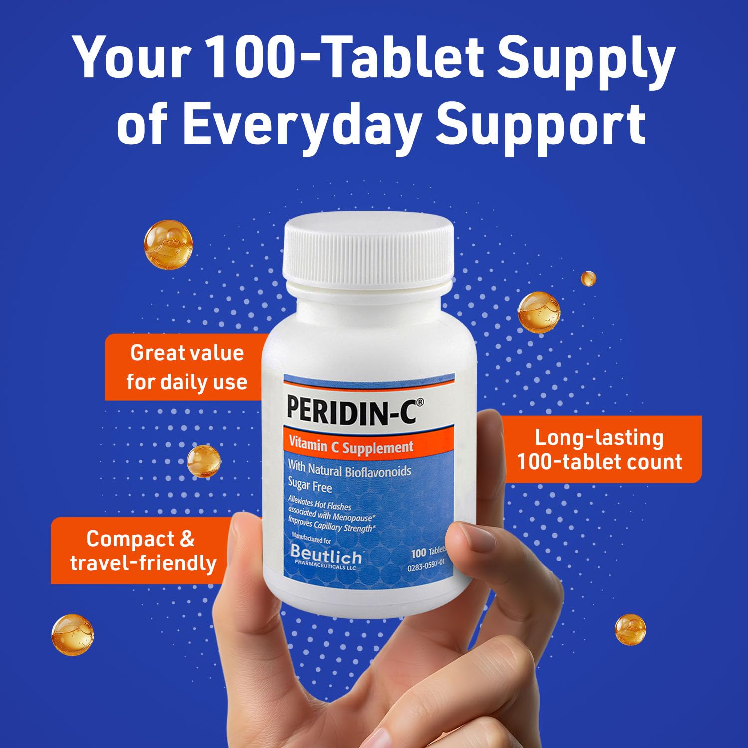 BEUTLICH PERIDIN-C dispense shot demonstrating daily dosage accessibility.