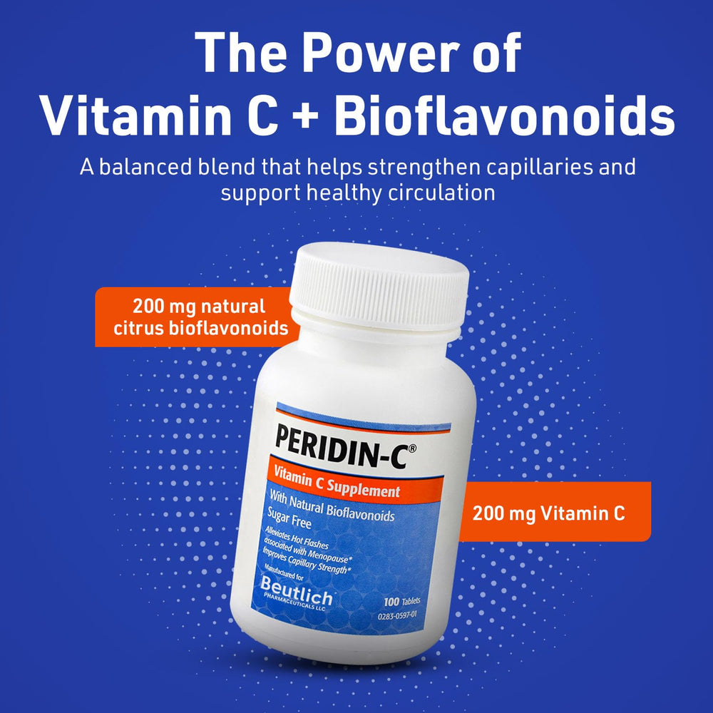 BEUTLICH PERIDIN-C tablet close-up illustrating easy-to-swallow tablets.