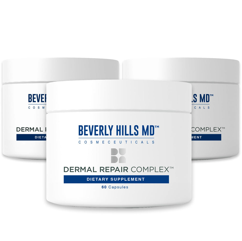 Beverly Hills MD Dermal Repair bottle front, daily skin support for smoother appearance