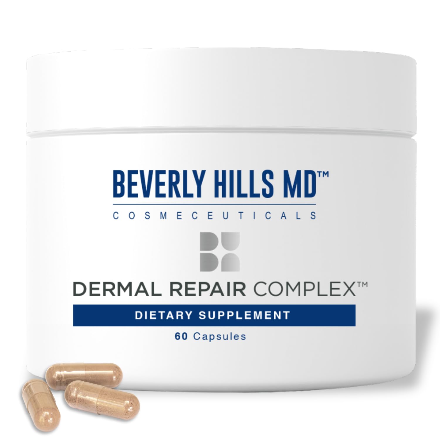 Beverly Hills MD Dermal Repair bottle front, premium anti-aging formula.