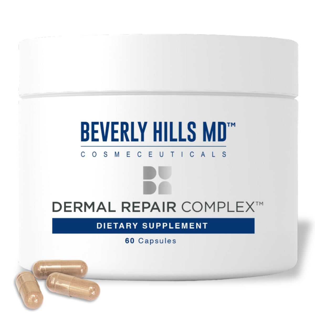 Beverly Hills MD Dermal Repair bottle front, premium anti-aging formula.
