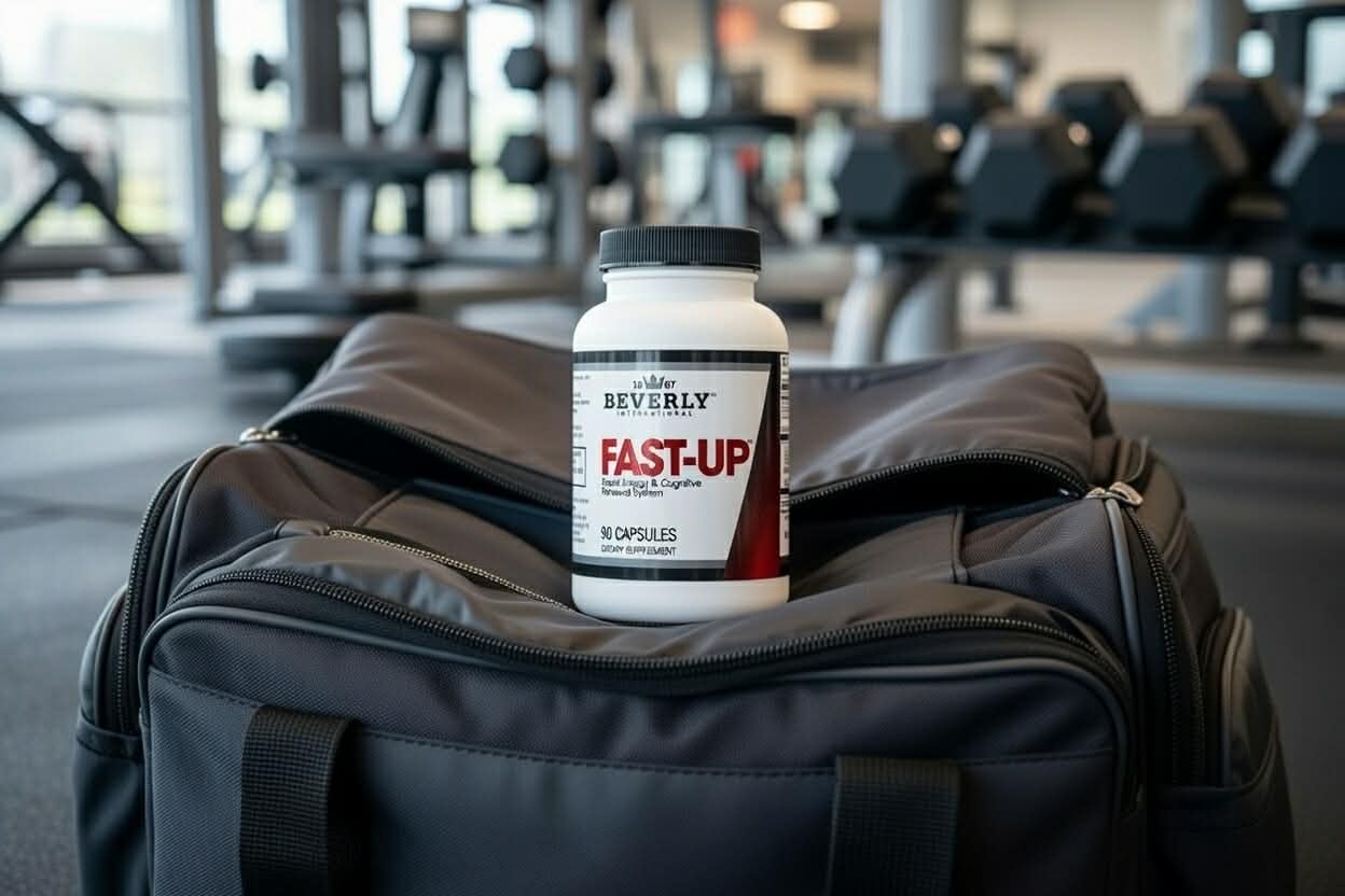 Beverly International Fast-Up preworkout-scene suggests ready-to-use focus before training.