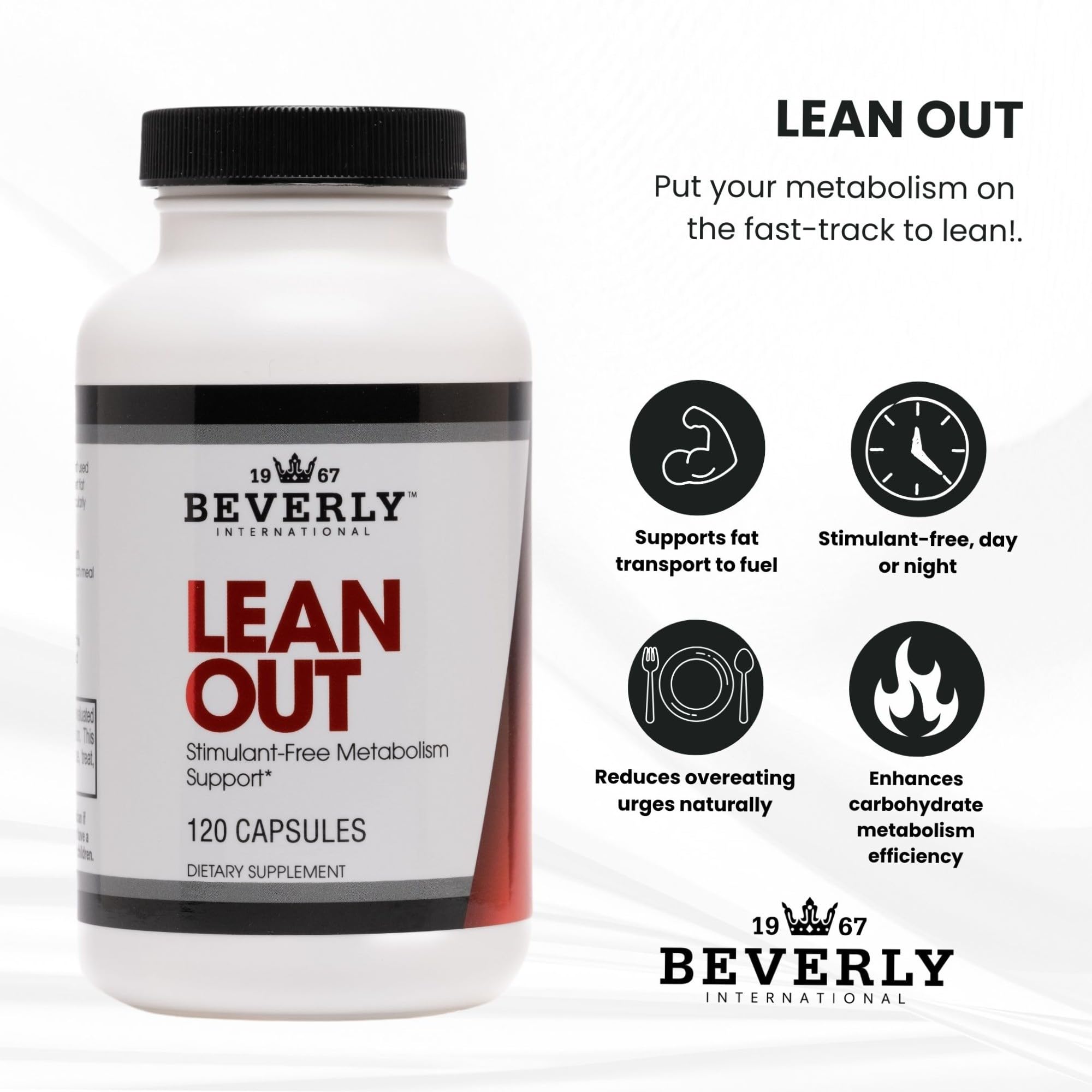 Lean Out bottle top shot communicating quality and easy AM & PM dosing