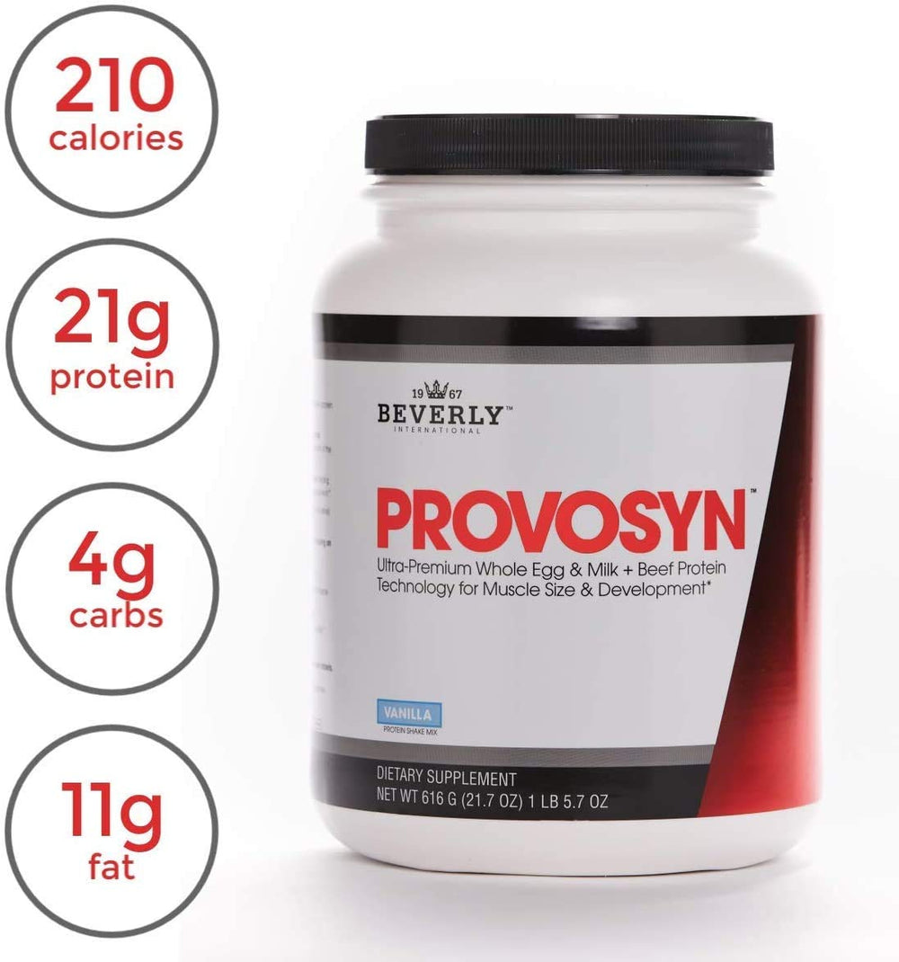 Beverly International Provosyn vanilla shake served in glass; supports daily protein goals and meal replacement.