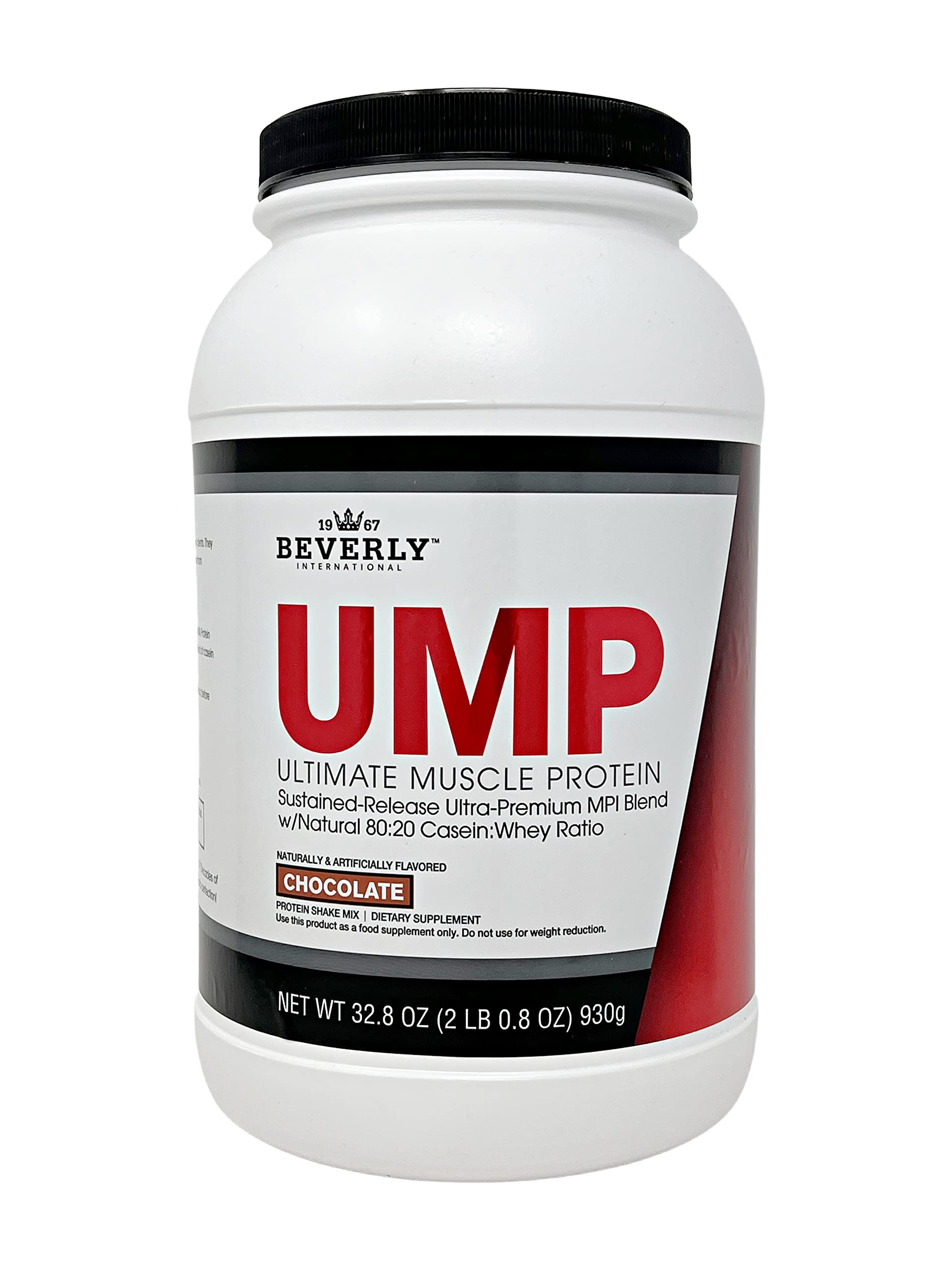 Beverly International UMP Chocolate tub showcasing packaging and lean muscle support.
