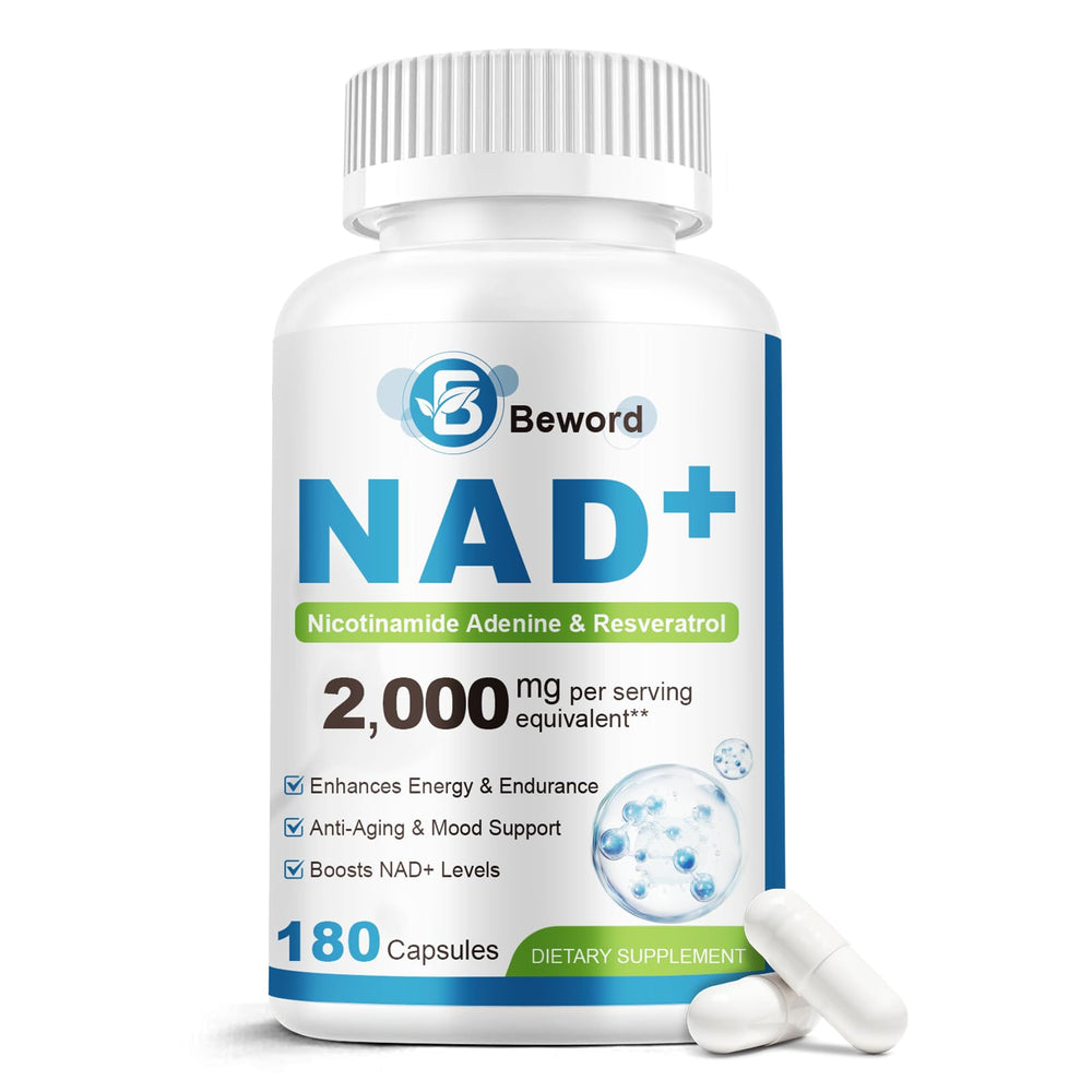 BEWORD Liposomal NAD 2000mg bottle front view supports daily energy and vitality.