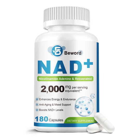 BEWORD Liposomal NAD 2000mg bottle front view supports daily energy and vitality.