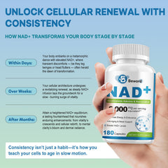 BEWORD Liposomal NAD 2000mg vegan non-GMO statement appears on label.
