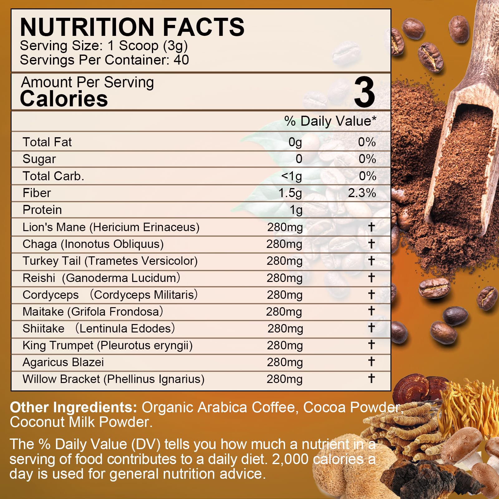 Arabica instant coffee packet beside mushroom blend for quick daily ritual