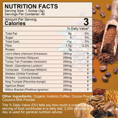 Arabica instant coffee packet beside mushroom blend for quick daily ritual