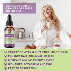 B BEWORTHS Sea Moss Drops dropper view shows precise 20–30 drops guidance.