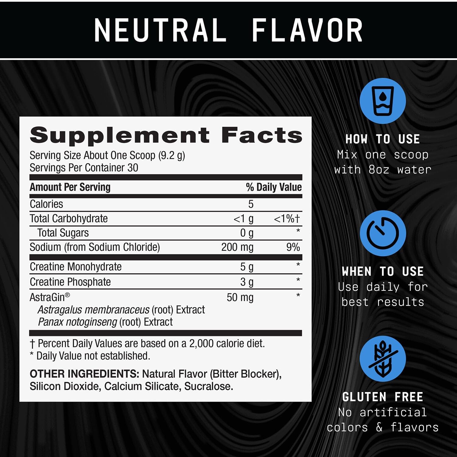 BEYOND RAW Creatine Monophate powder being poured for quick energy.