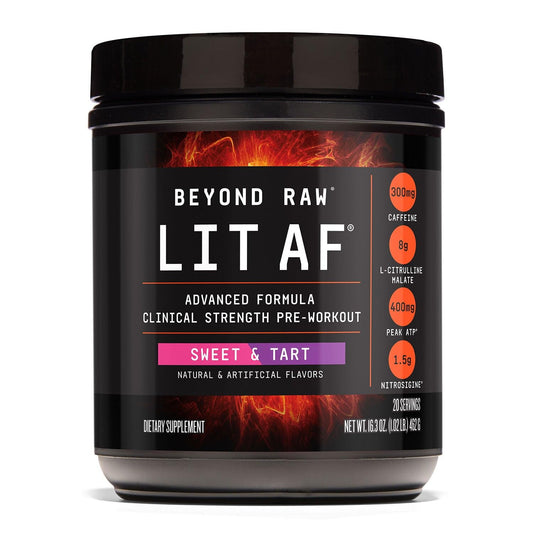 BEYOND RAW LIT Advanced Pre Workout scoop for precise energy dosing.