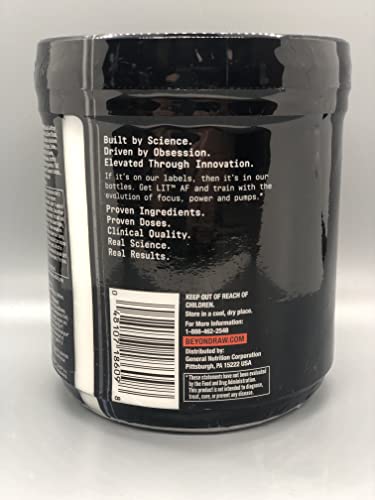 Scoop of BEYOND RAW LIT ICY Fireworks powder ready to mix