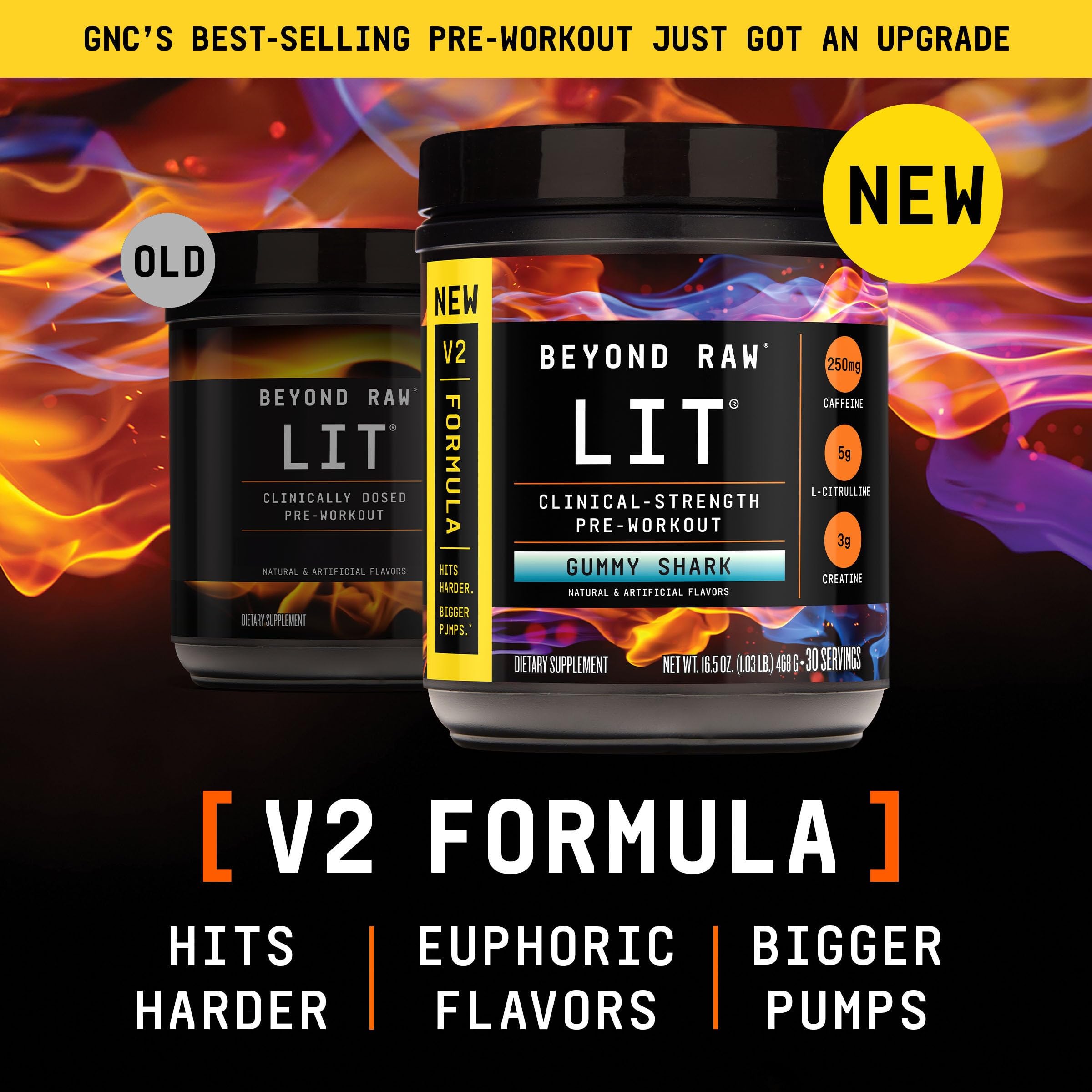 BEYOND RAW LIT V2 label highlighting electrolytes for hydration
