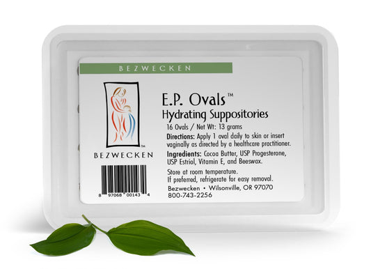 Bezwecken E.P. Ovals packaging for discreet vaginal moisture support.