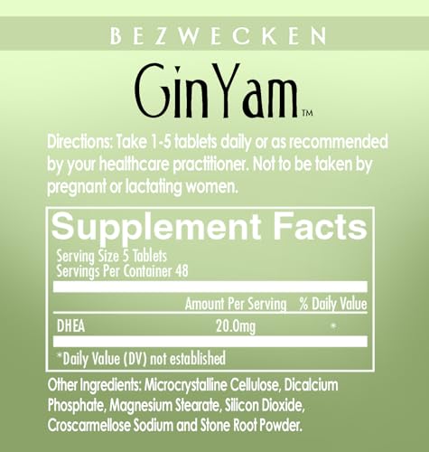 Close-up of Bezwecken Gin Yam tablets showing small size for easy swallowing