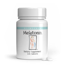 Bezwecken Melatonin bottle close-up showing compact vegetarian tablets for rest.