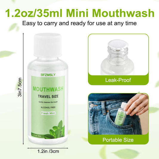 BFZMSLY mini mouthwash bottle, 1.2oz, ideal for carry-on.