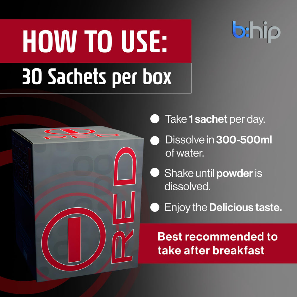 bhip Red for Men packaging closeup signaling premium quality.