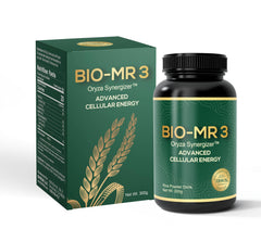Bhrum Bio-MR 3 bottle highlighting heritage Thai rice blend for daily energy support.