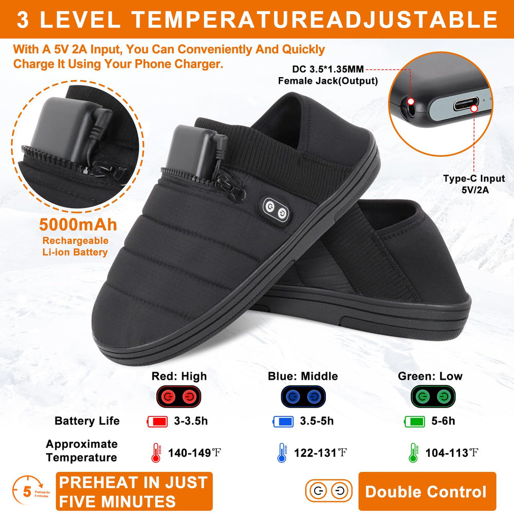 BIAL heated slippers memory foam insole cushions feet for soft comfort.